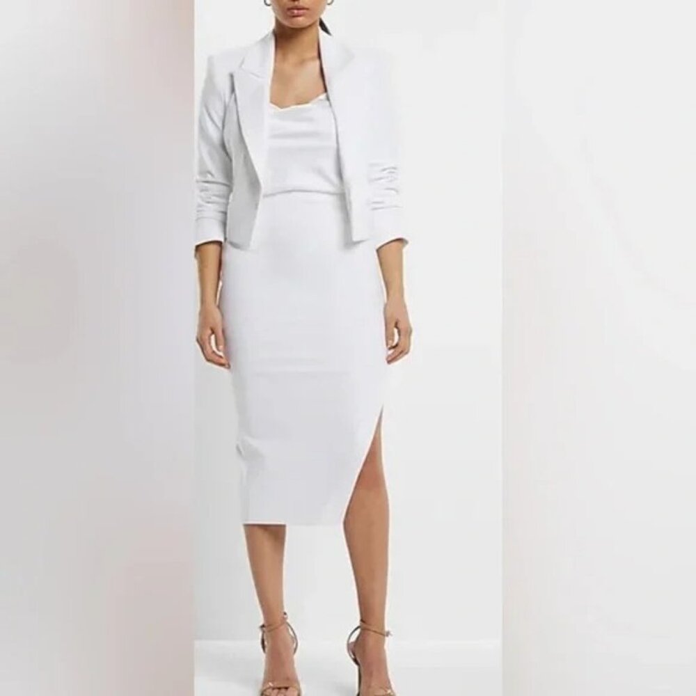 Express Stylist Super High Waisted Side Slit Midi Pencil Skirt 16